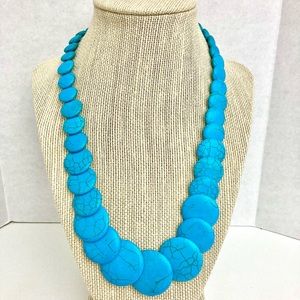 Beautiful Turquoise Howlite Coin necklace